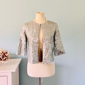 Calypso St. Barth Mint iridescent Sequin Silk Lined Evening Jacket Size 0